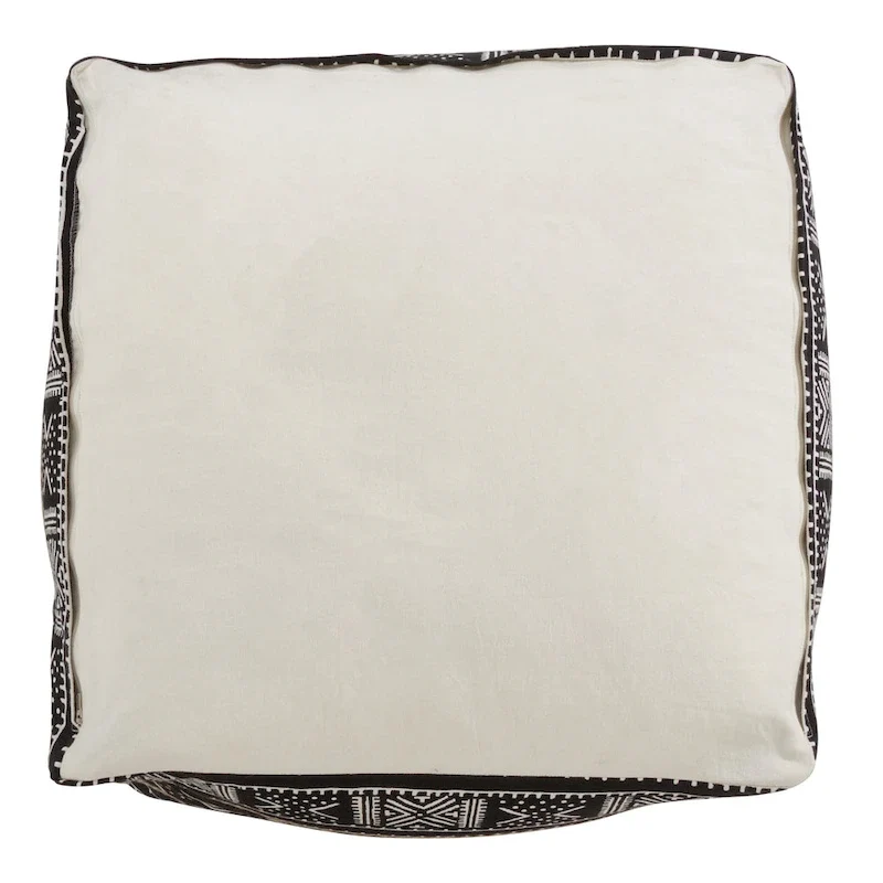 Floor Pouf With Dark Mudcloth Design