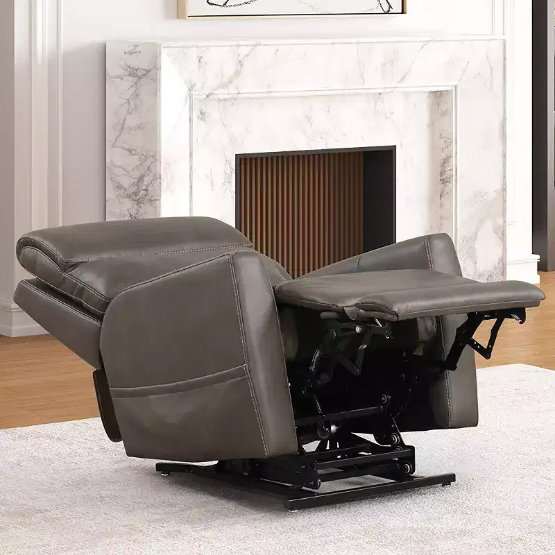 HOMES: Inside + Out Hilltop Leatherette Powered Recliner Lift Chair with Zone Heating and Patented Headrest System Gray