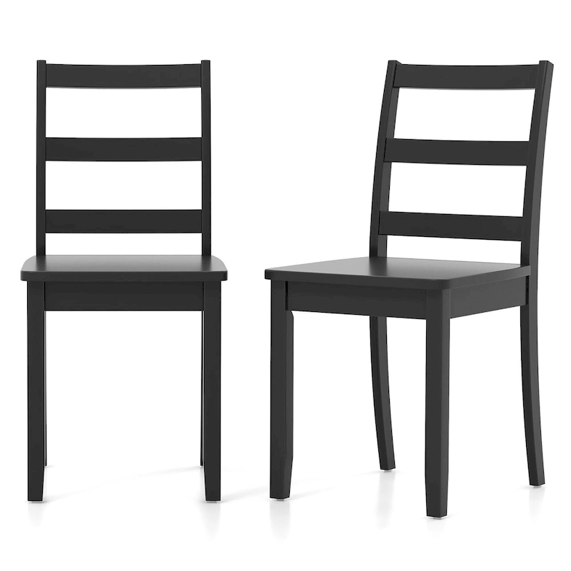 Gymax Set of 4 Dining Chairs Ladder Back Armless Side Chair w/ Solid