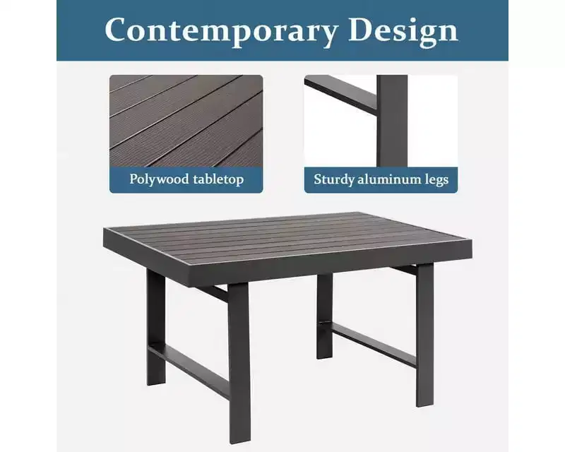 Heynemo 5 pcs Aluminum Sofa Furniture Sets, Modern Metal Sectional Conversation Sofa Chairs Sets Patio Sofa Seating Group With Cushions