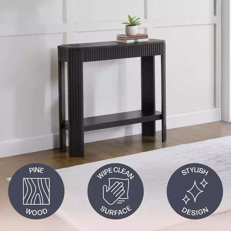 Fluted Solid Wood Console Table 36
