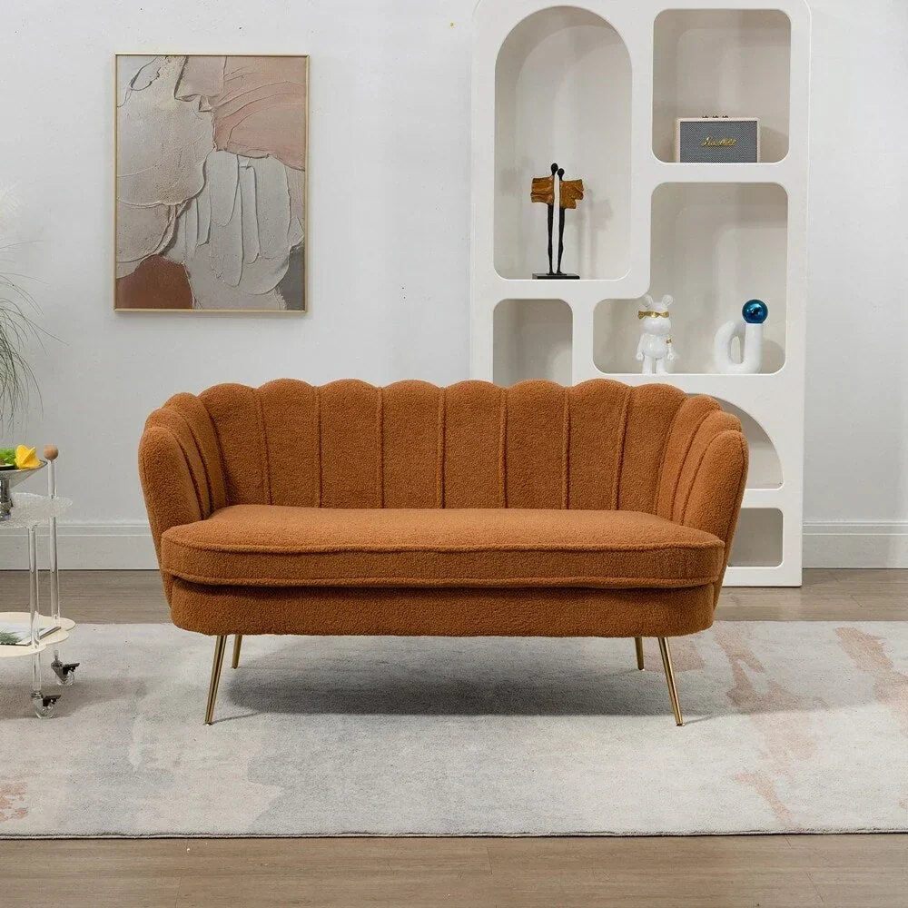 Small Mini Room Couch Two-Seater Sofa with Gold Metal Leg - 2 Seat