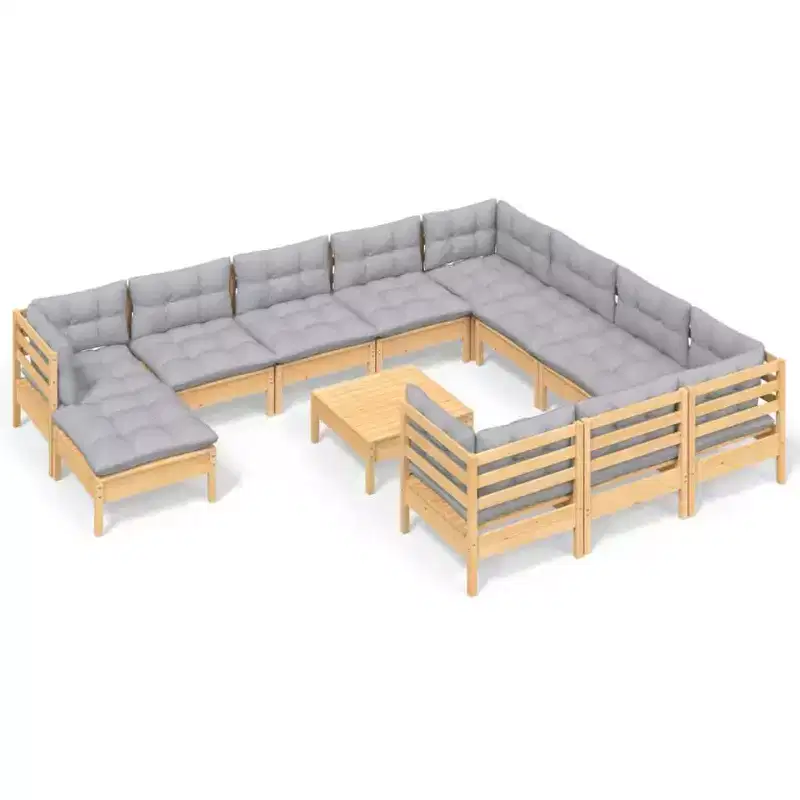 vidaXL Garden Lounge Set Grey Solid Pinewood Large Modular
