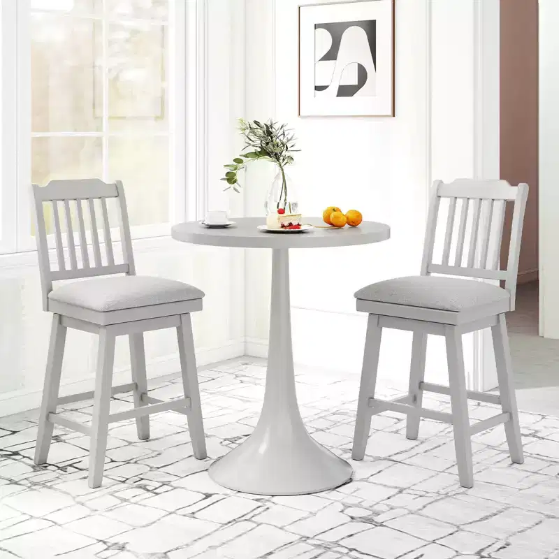 Costway 25 Counter Height Bar Stools Set of 2/4 with Slatted Back Padded Seat & Footrest