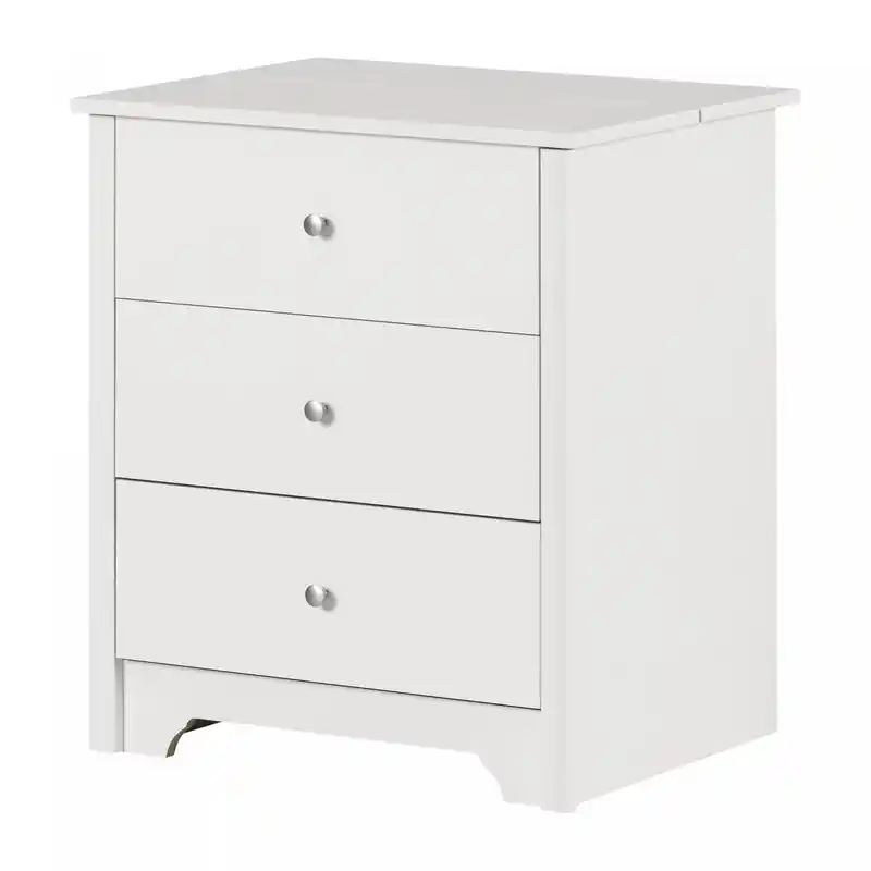 Nightstand With Charging Station And Drawers - Pure White