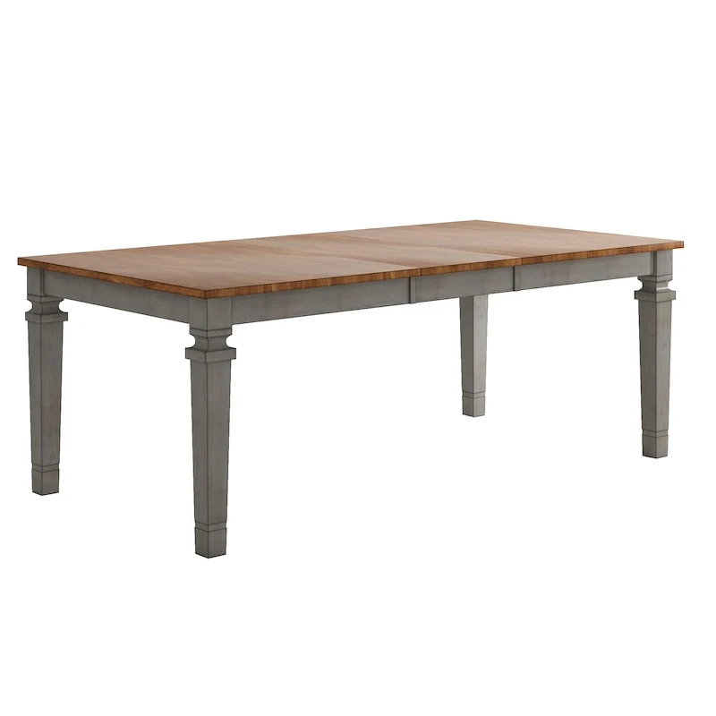 Extendable Solid Rubberwood Dining Table | Farmhouse Style | Oak Distressed Finish | 64-82 Inch