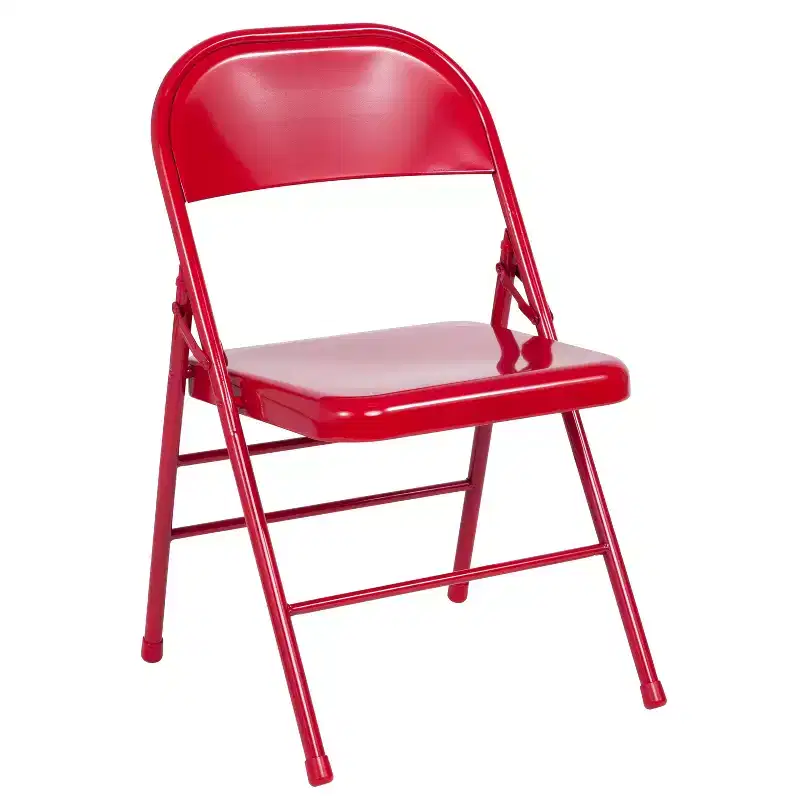 Emma and Oliver 4 Pack Triple Braced & Double Hinged Metal Folding Chair