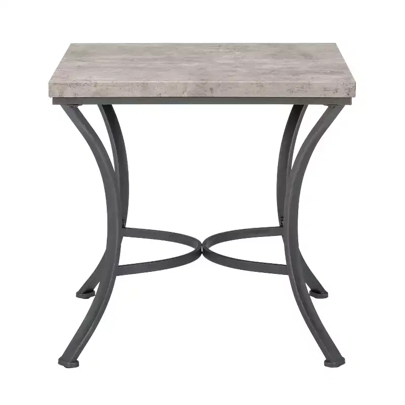 Talley Metal and Faux Concrete Top 3pc Coffee and Side Table Set Coal Finished - Powell: Industrial Living Room Furniture Set