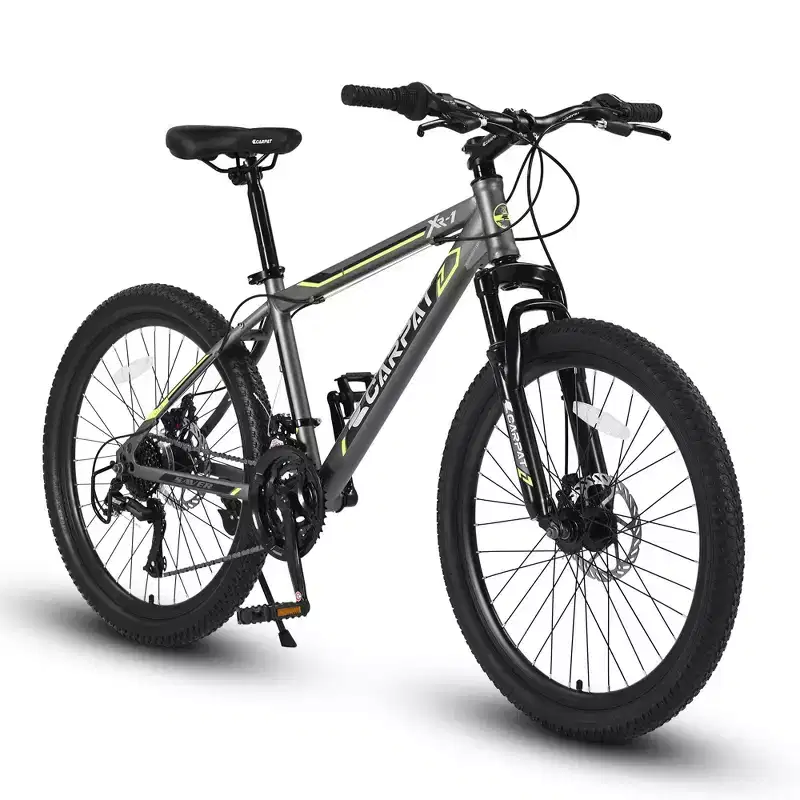NAYSAYE Bicycle 24 Inch Mountain Bike 21 Speeds Steel Frame for Boys and Girls for Off Road Adventures, Gray, 56.3*7.88*28.35