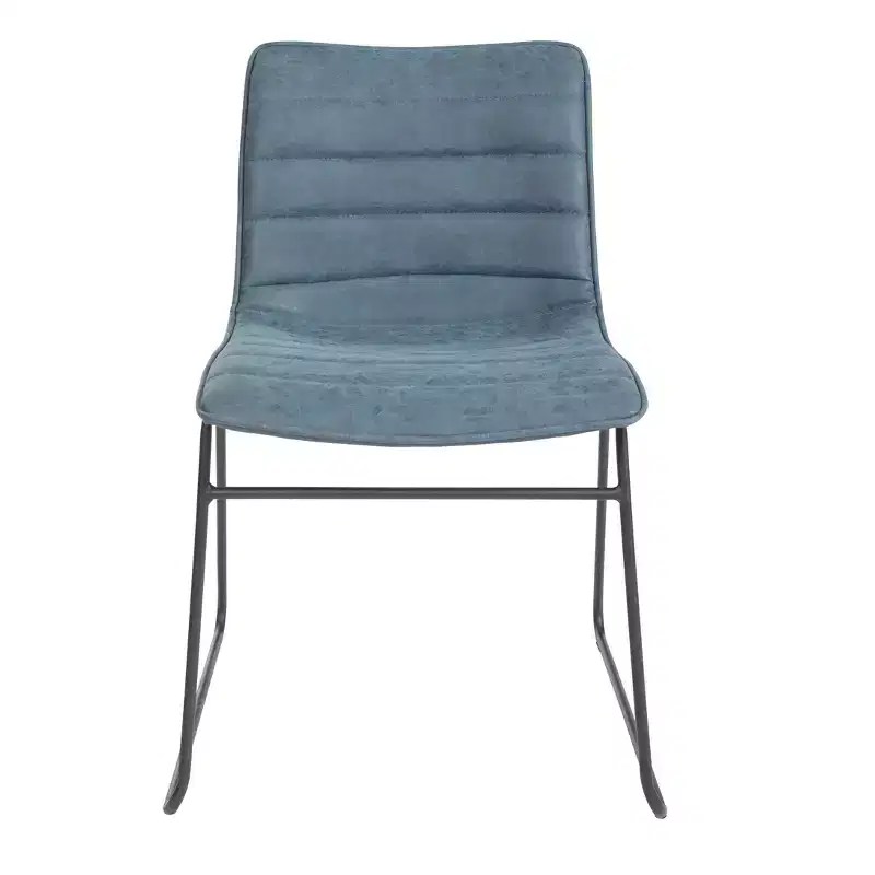 Set of 2 Halo Stacking Chair Navy - OSP Home Furnishings: Chrome-Plated, Faux Leather, Metal Frame