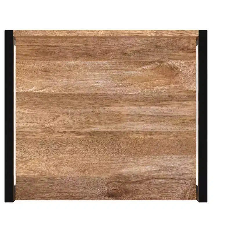 Paola SOLID MANGO WOOD 74 inch x 20 inch Modern Industrial Narrow Bookshelf with Cabinet in Natural