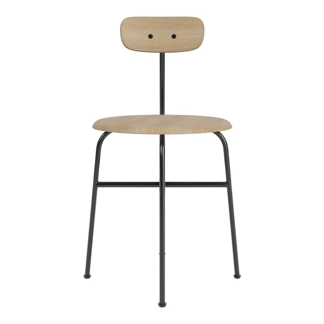 Bauhaus Minimalist Steel & Wood Side Chair with Rounded Seat & Flexible Back for Dining Room