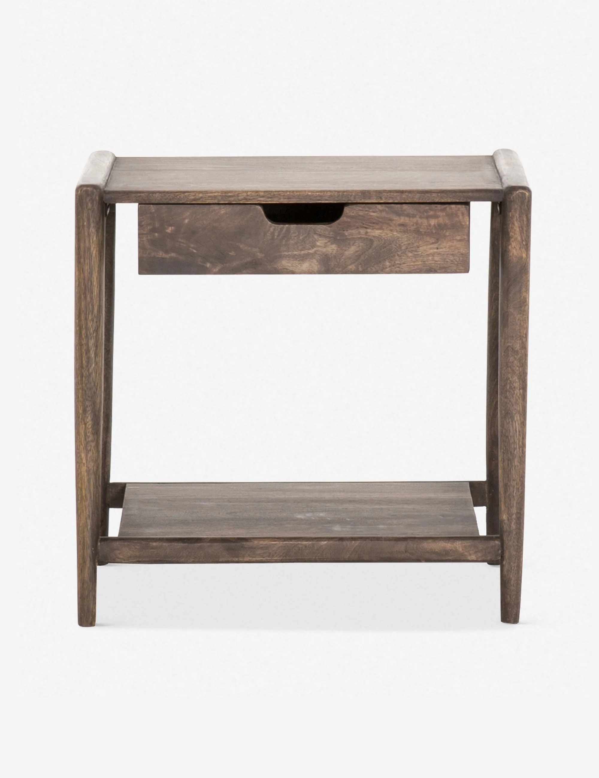 Nightstand Mixing mid-century and farmhouse style, this wooden end table features rounded edges and a float-like drawer for a softer take on