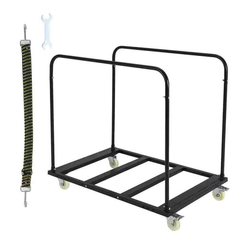 Garvee Folding Table Cart, 1800 LBS Heavy Duty Table Trolley with 5 Swivel Wheels, Black Desk Trolley for Garage, Home, Warehouse