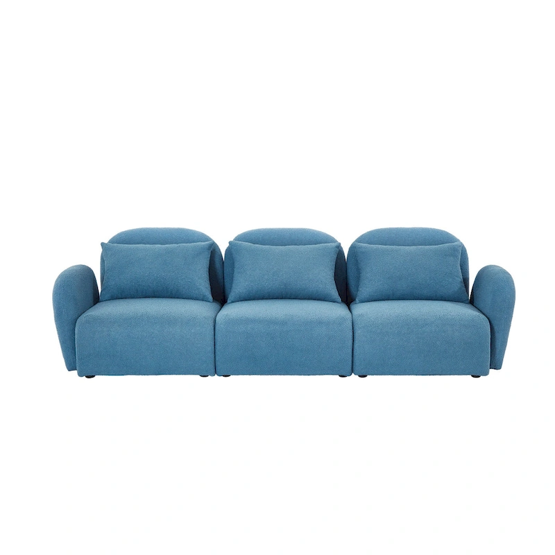 Living Room Furniture Three Seat Lazy Sofa Teddy Fabric White