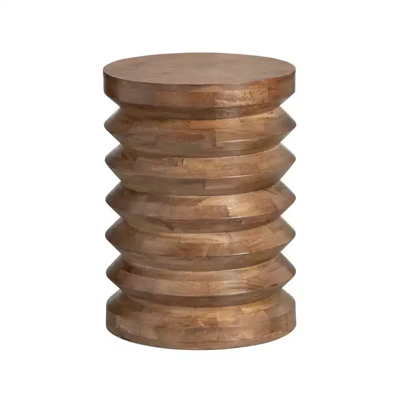 Crestview Collection Round Brown Solid Wood Accent_End Table