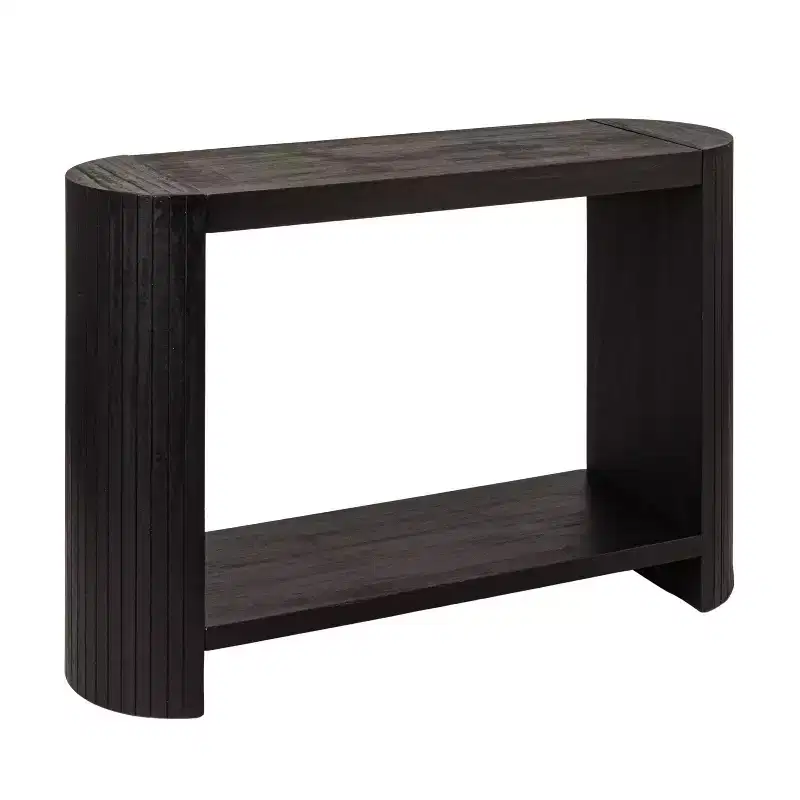 Storied Home Modern Black Rounded-Edge Console Table