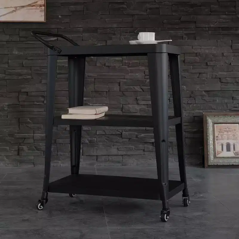 3 Tiered Harold Industrial Dining Cart with Wheels and Storage - AC Pacific: Stainless Steel, Space-Saving Design