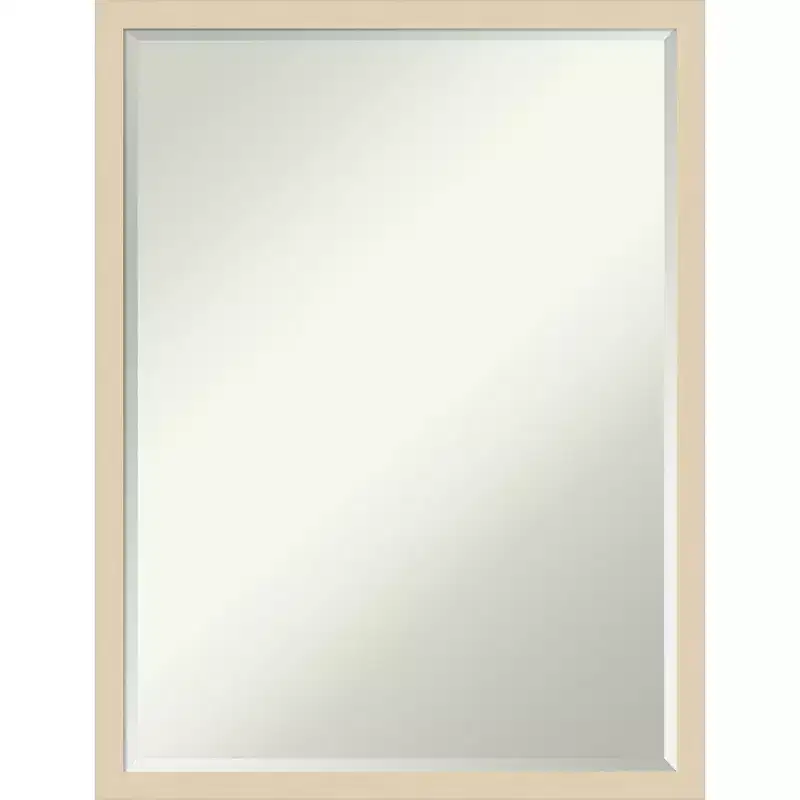 Petite Bevel Wood Bathroom Wall Mirror - Narrow Contemporary Frame