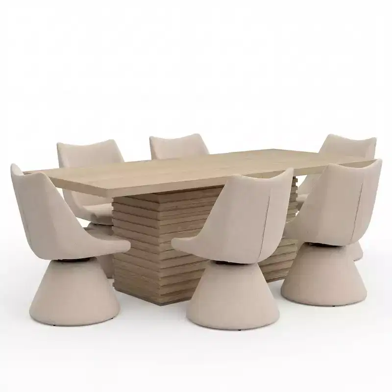 Christopher Knight Home Wichai Modern 7 Piece Wooden and Metal Dining Set with Swivel Chairs and Rectangular Table