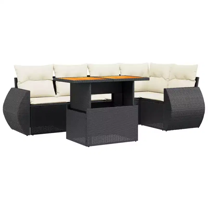 vidaXL Garden Sofa Set PE Rattan 6 Piece Removable Covers
