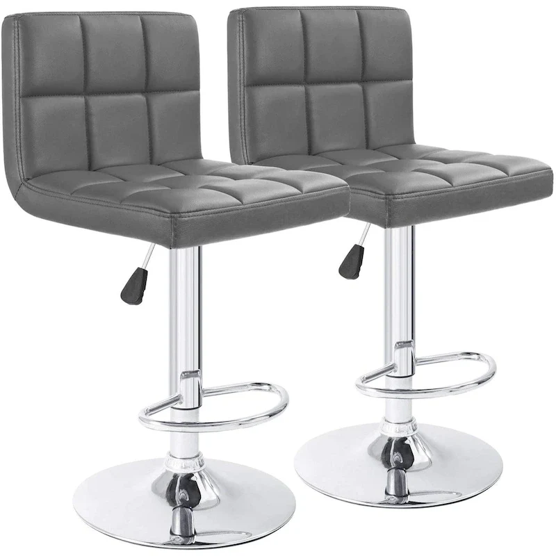 Adjustable Swivel Bar Stools Set of 2, PU Leather Armless Counter Height Chairs