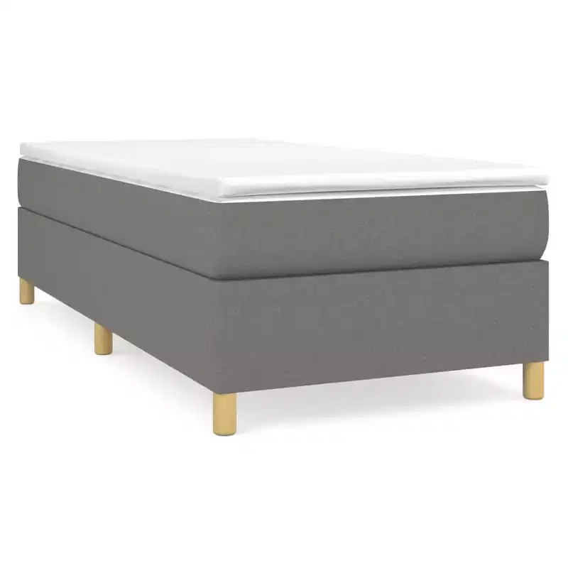 Box Spring Bed Frame Dark Gray Twin XL Fabric (US Only)