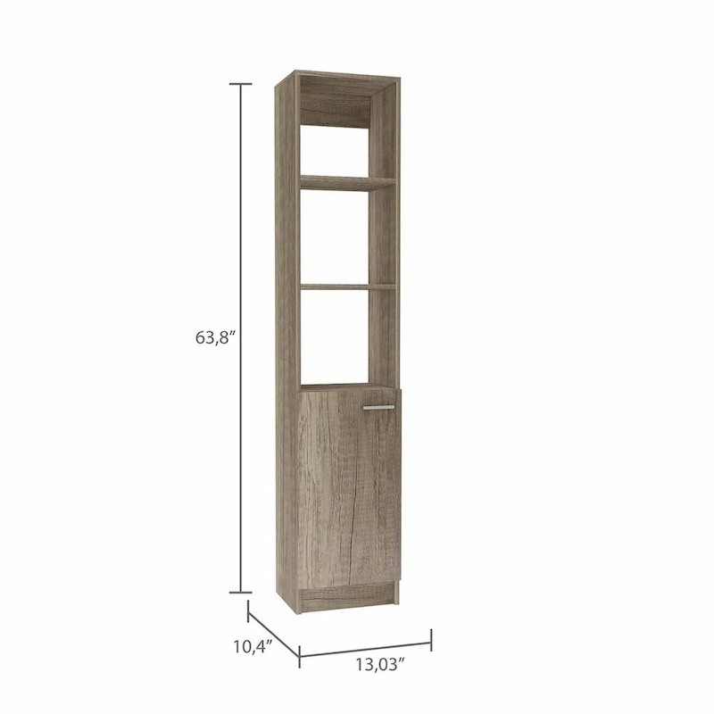 2-Shelf Rectangle Bathroom Linen Cabinet Light Oak/Black/White