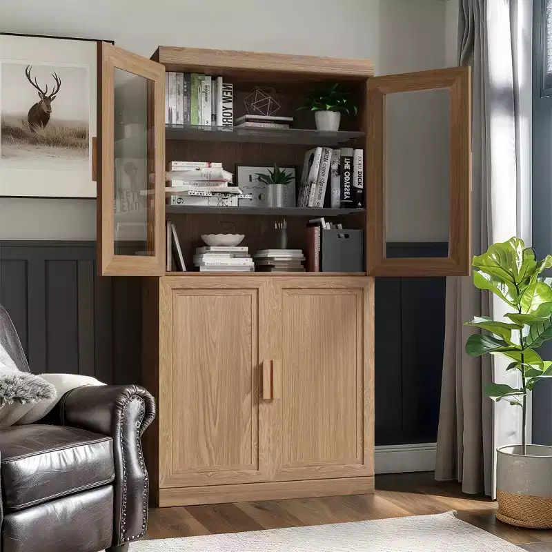 31x31x16 Wood Accent Cabinet with Adjustable Shelf Storage Cabinet Natural
