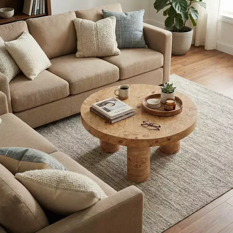 Christopher Knight Home Selene Modern Round Coffee Table with Sculptural 3-Leg Base