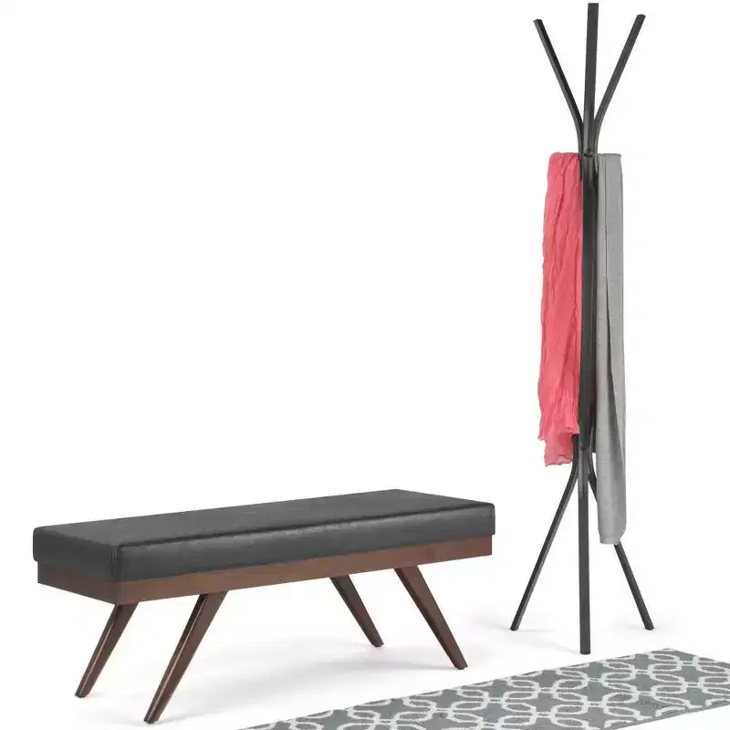 48 Nadine Mid Century Ottoman Bench Faux Air Leather - Wyndenhall