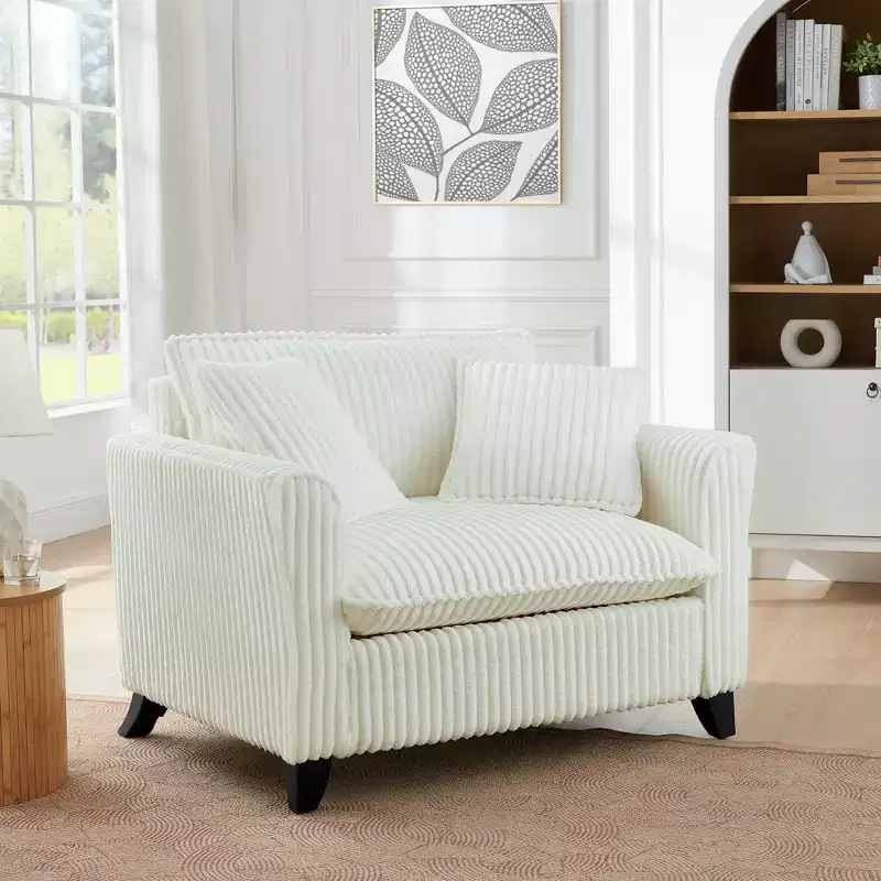 Plush Single-Seater Armchair with Soft Cushion, Backrest & Armrests, for Living Room & Bedroom