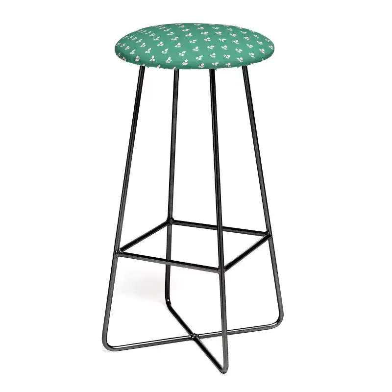 Retro Pink Leaf Pattern Barstool