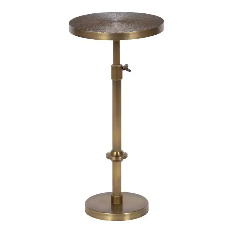 Adjustable Height Metal Drink Table & Plant Stand with Sunburst Pattern