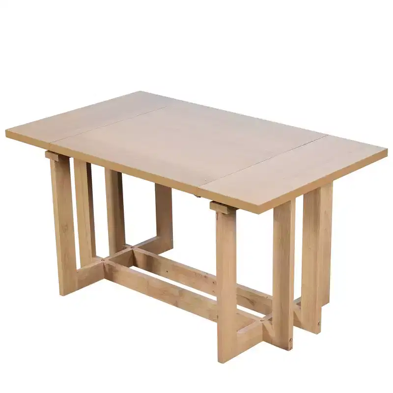 GDFStudio Ebony 82 Extendable Rubberwood Dining Table with Two 12'' Removable Leaves and Trestle Legs