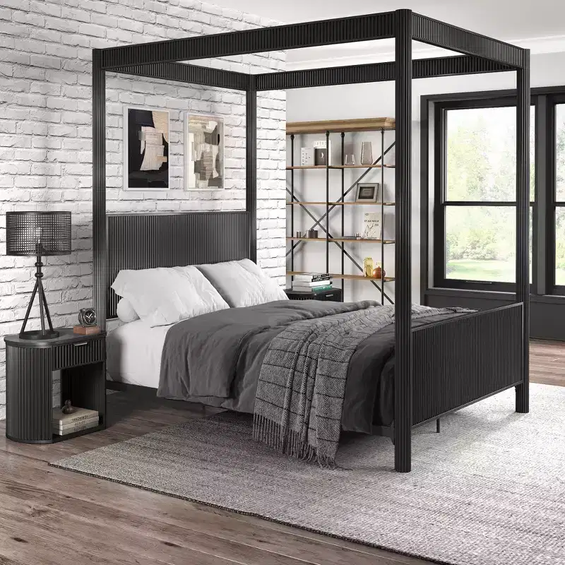 Shirley Bed & Nightstand Bedroom Set - Black - iNSPIREQ