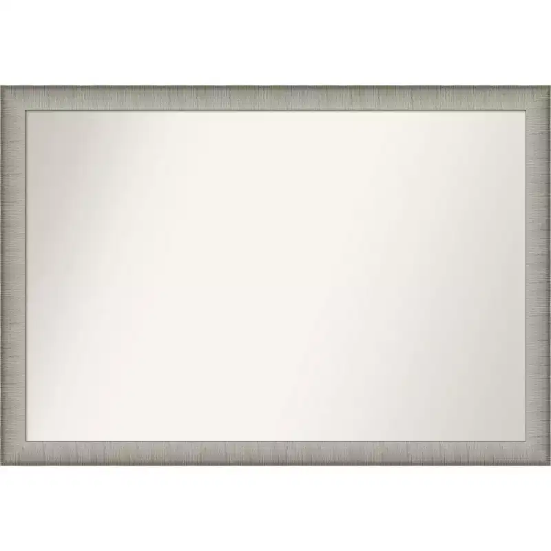 39" x 27" Non-Beveled Brushed Pewter Narrow Wall Mirror