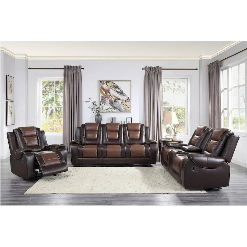 Grete Brown Premium Faux Leather Living Room Set