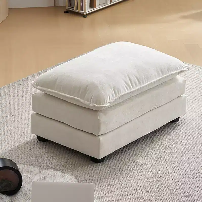 35.4'' Double Cushion Blue Chenille Ottoman