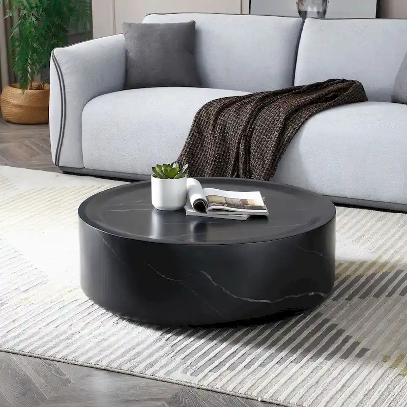 31.49 Round Faux MARS Pattern Coffee Tables No Need Assembly
