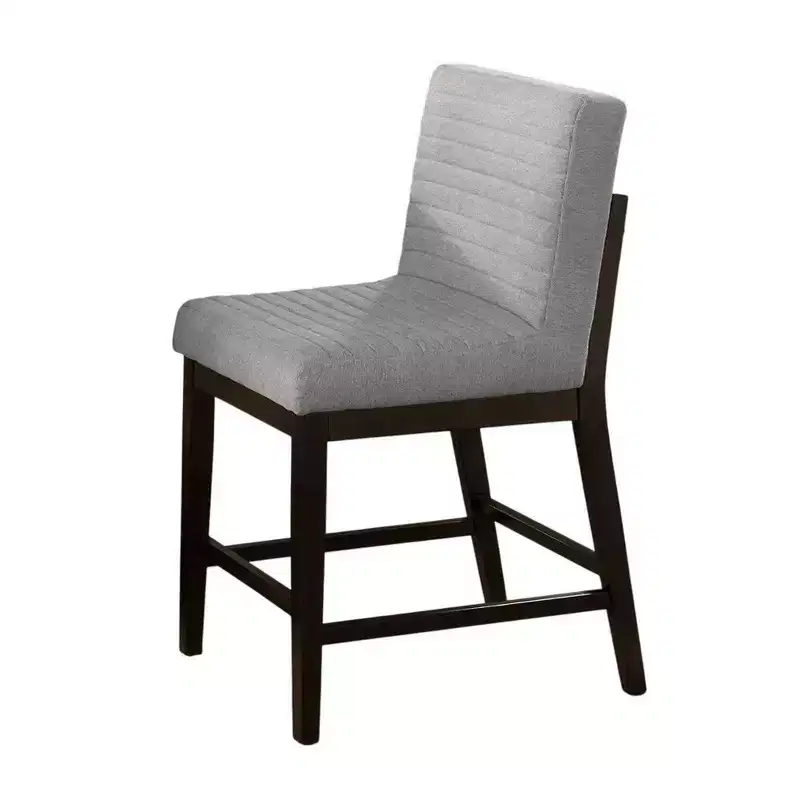 Royal Hampton Counter Height Chair Set of 2, Gray Linen, Espresso Brown Wood