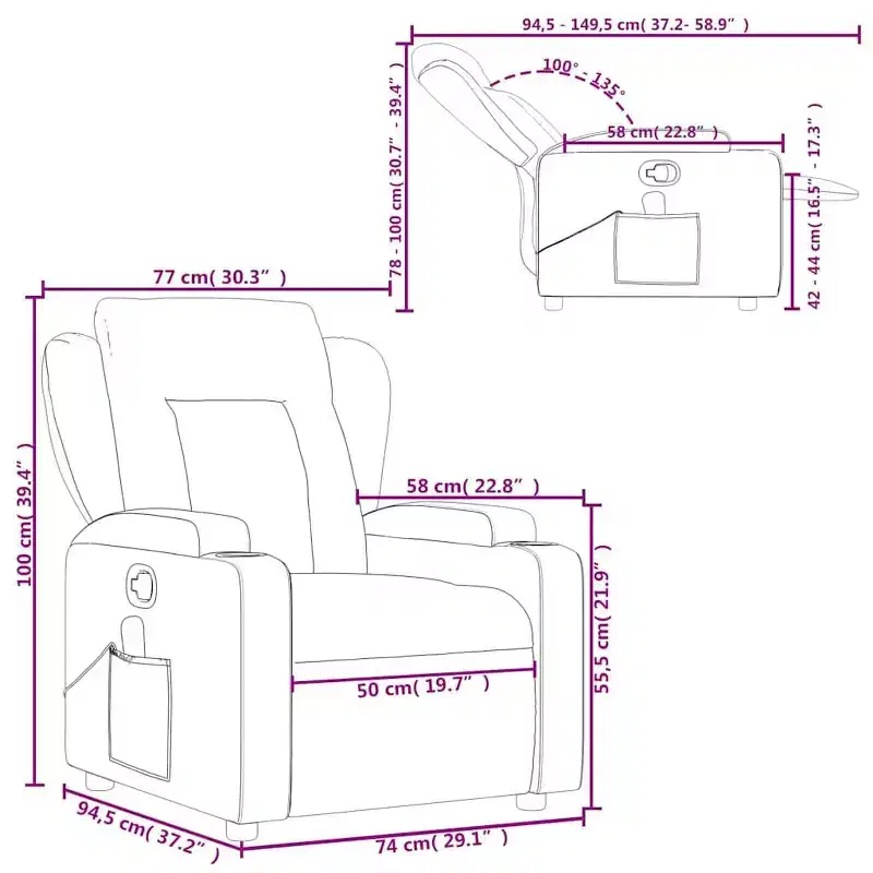 Gray Faux Leather Massage Recliner Chair – Single