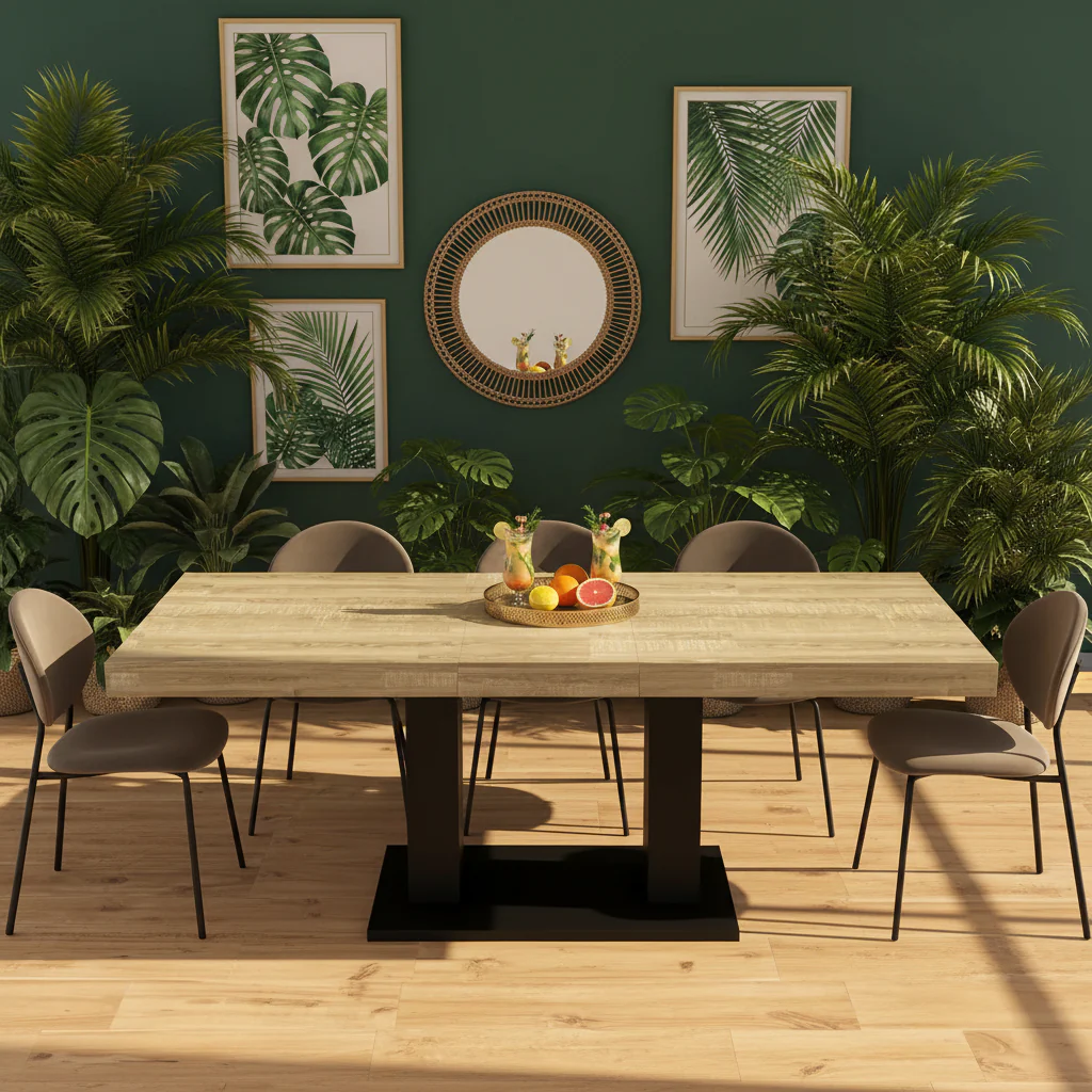 63-78.7 Extendable Dining Table, Wood Finish Office Meeting Table