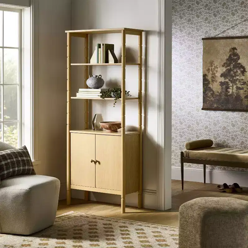 Modern Turned Wood Cabinet Brown - Threshold™ designed with Studio McGee