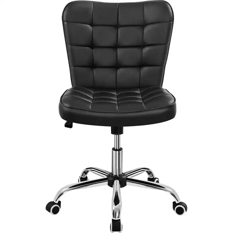 Modern Mid-Back Armless Office Chair | Faux Leather | 300 lb | Swivel & Height Adjustable