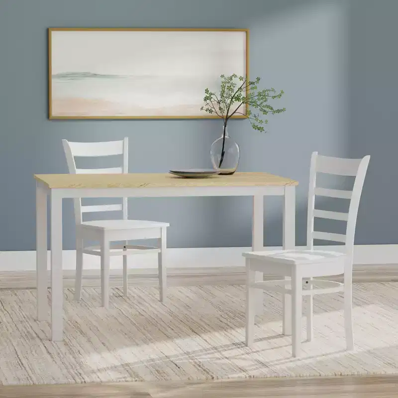 Glenwillow Home 48 Wood Dining Table + Slat Back Dining Chairs Dining Set (3-Piece or 5-Piece Set)