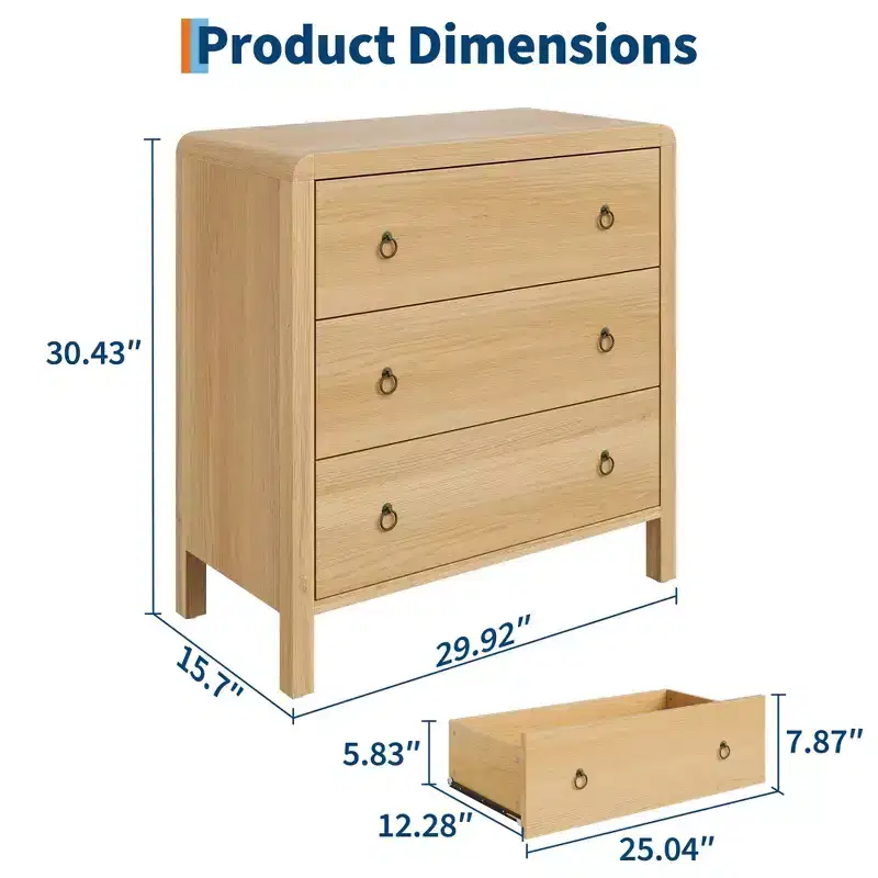 3 or 5 Drawer Dresser for Bedroom, 30.4