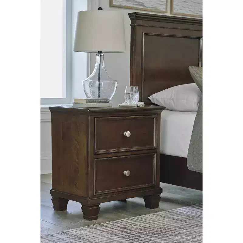 Signature Design by Ashley Danabrin Classic 2 Drawer Nightstand for Bedroom, Dark Brown