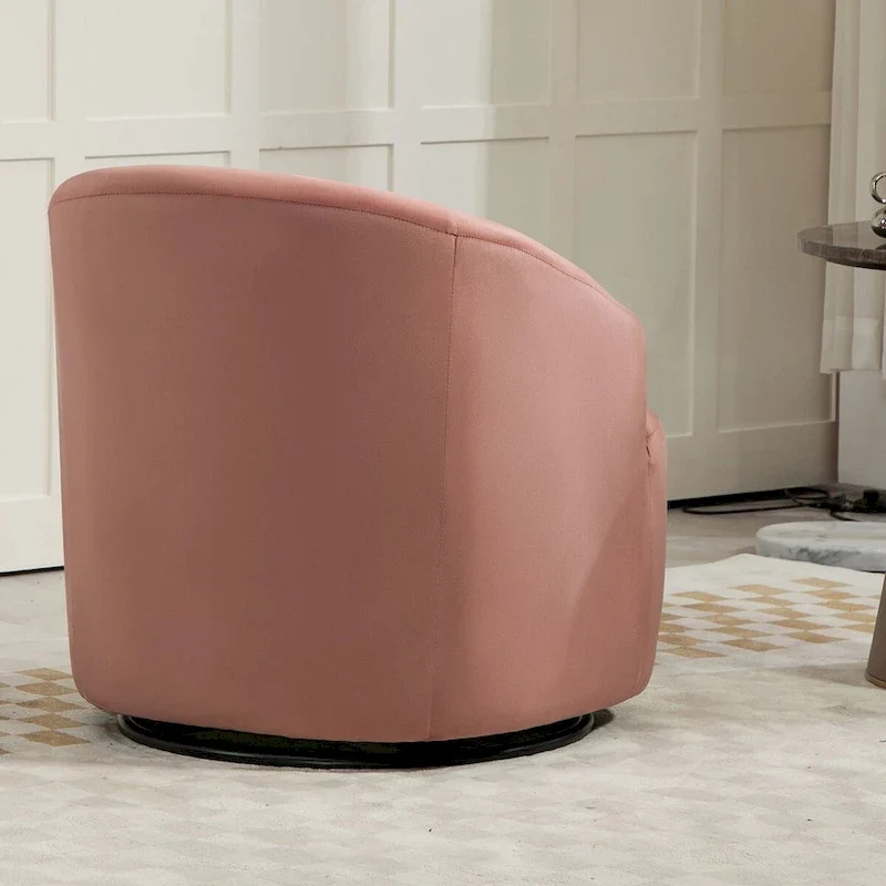 US Pride Furniture Accent Chair with Barrel-shaped Design and 360 Degree Swivel Feature