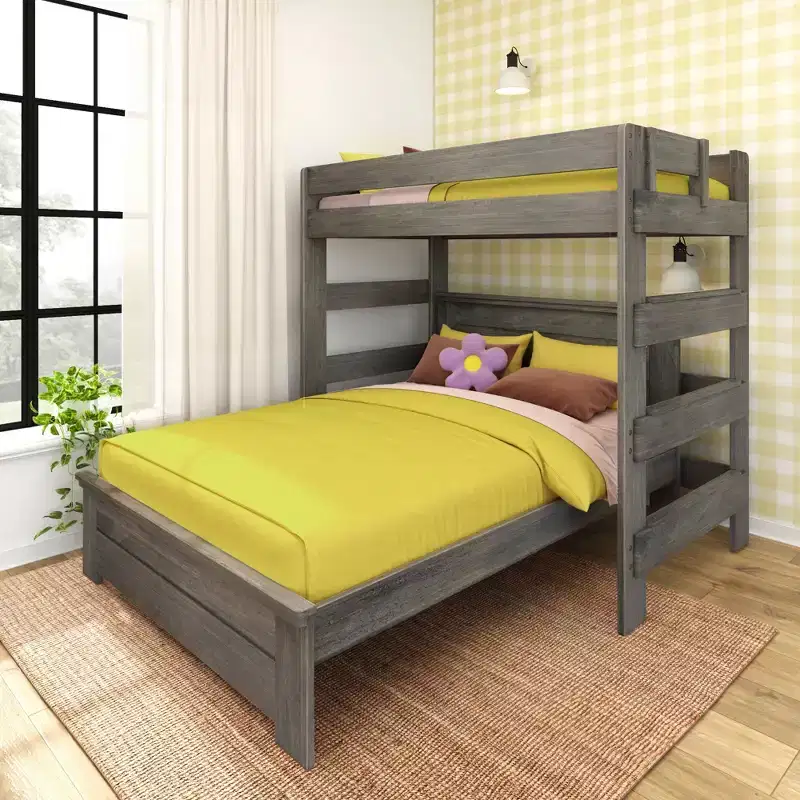 Farmhouse Twin Over Panel Queen L-Shaped Bunk Bed